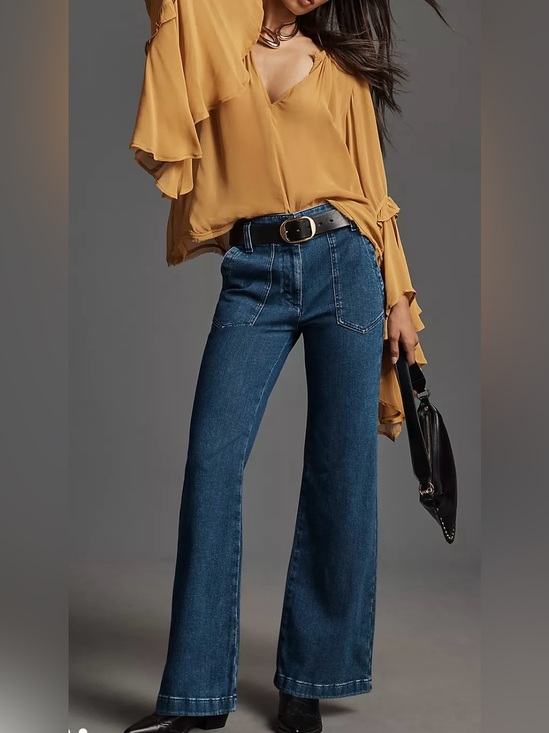 Maeve Denim - Maeve by Anthropologie The Naomi High-Rise Flared Wide-Leg Jeans size 30